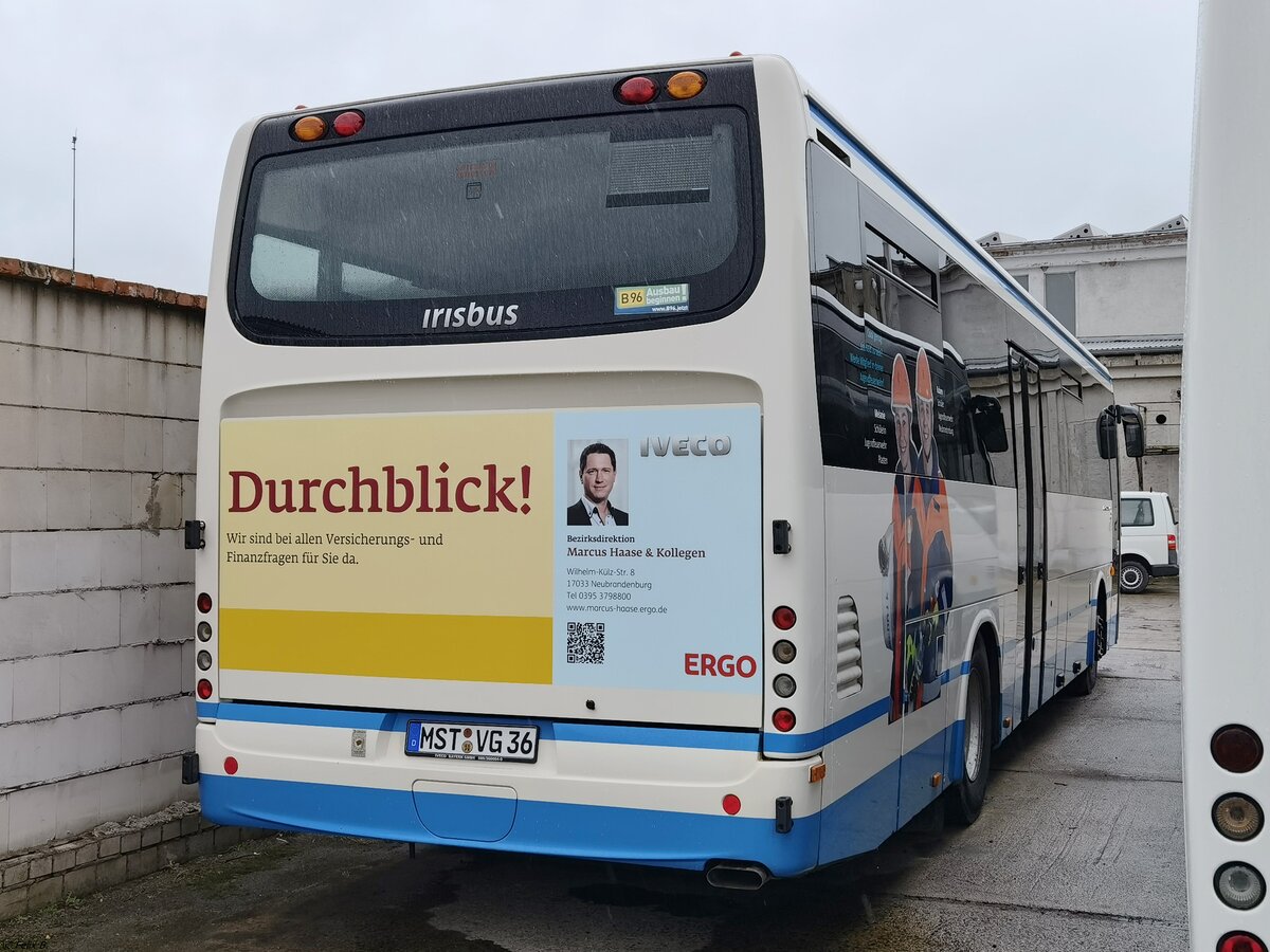 Irisbus Crossway der MVVG in Burg Stargard am 16.02.2022