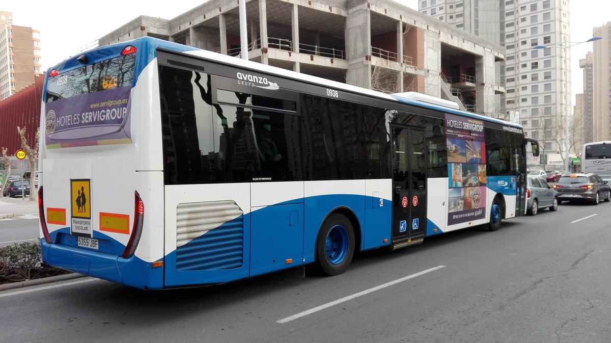 Iveco Crossway LE 13,8 Meter, Wagen 0938, LLorente Bus, Benidorm (Costa Blanca), am 03.03.2017