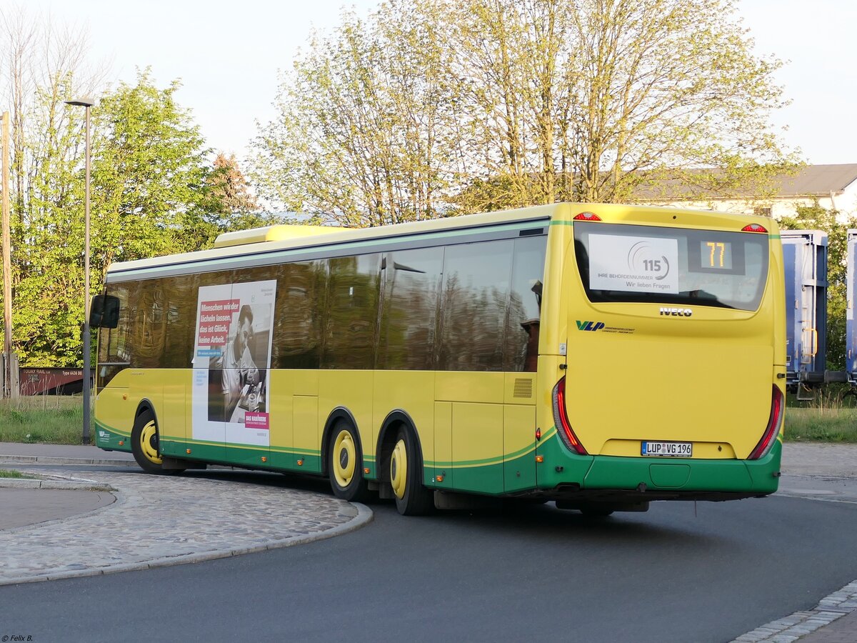 Iveco Crossway der Verkehrsgesellschaft Ludwigslust-Parchim mbH in Plau am See am 10.05.2023