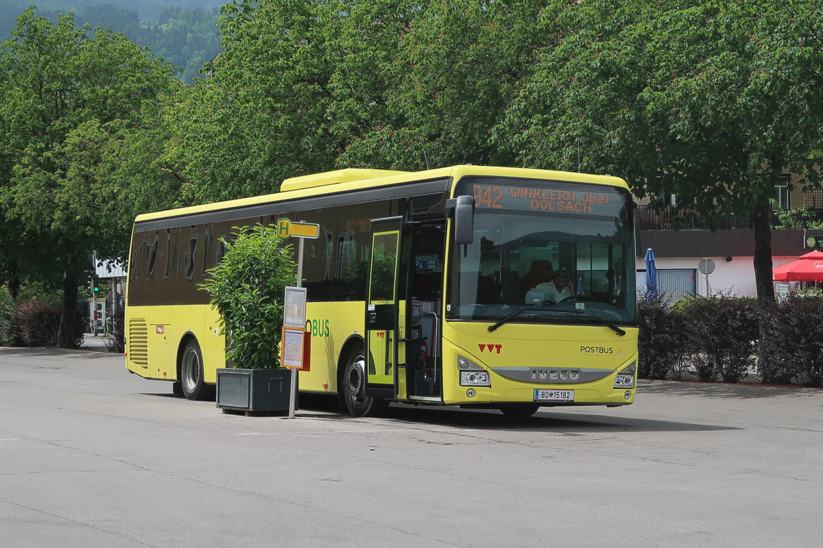 Iveco-Irisbus Crossway von Postbus (BD-15182) als Linie 942 am Busbhf. Lienz. Aufgenommen 10.6.2019.