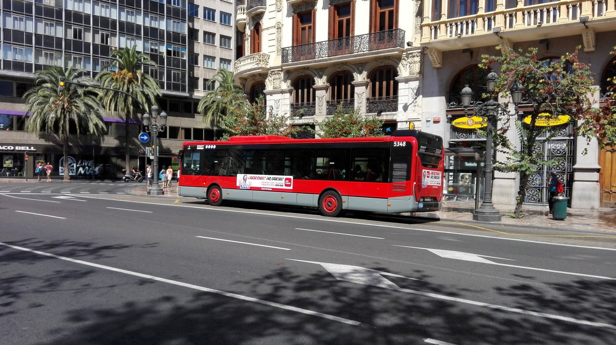 Iveco Urbanway 12, EMT 5348, plaça de l'ajuntament, Valencia, 23.08.2016