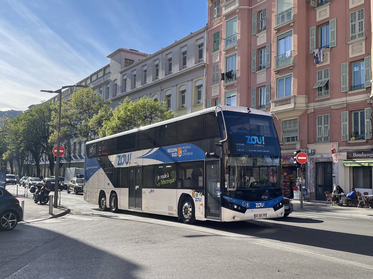 Keolis Alpes Maritimes, Antibes. BYD/UNVI DD13 (nr.246022) in Nice, Boulevard Pierre Sola. (2.4.2026)