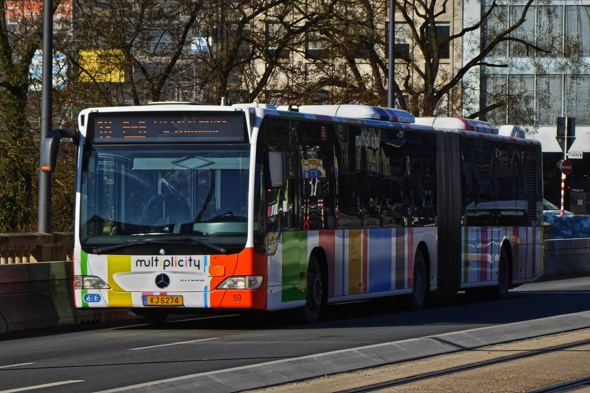 KJ 6274, Mercedse Benz Citaro des VDL, aufgenommen in den Straßen der Stadt Luxemburg 14.02.2019
