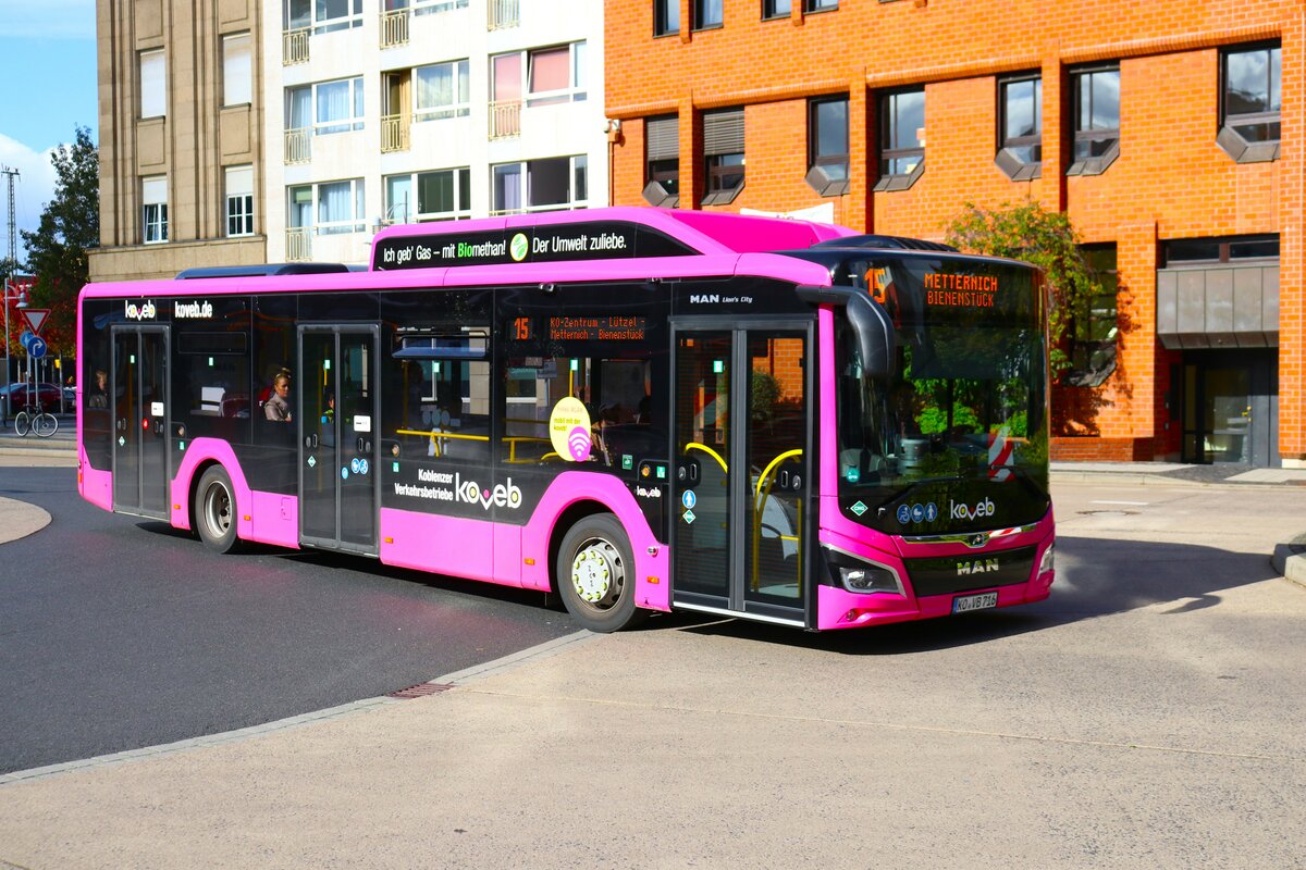 Koblenzer Verkehrsbetriebe MAN Lions City am 14.10.23 in Koblenz Hautpbahnhof