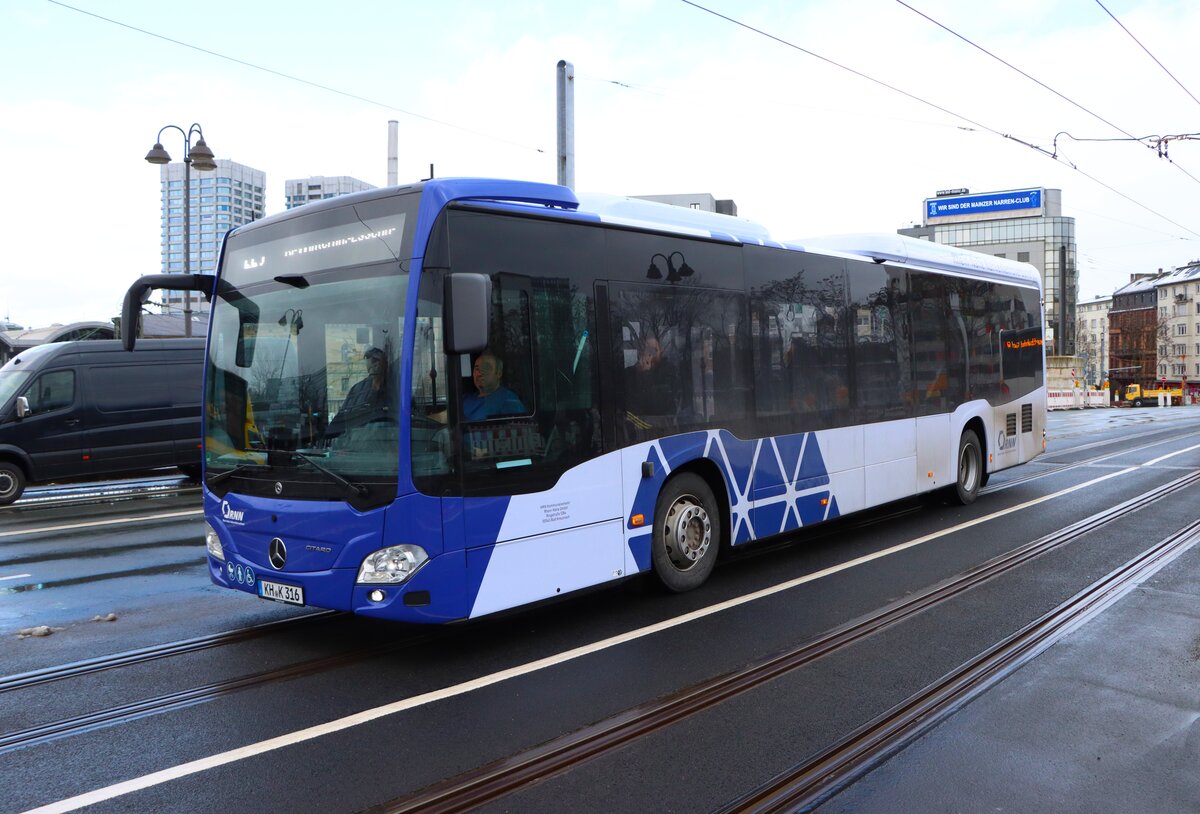 Kommnunalverkehr Rhein Nahe Mercedes Benz Citaro 2 Ü am 16.02.26 in Mainz Hauptbahnhof