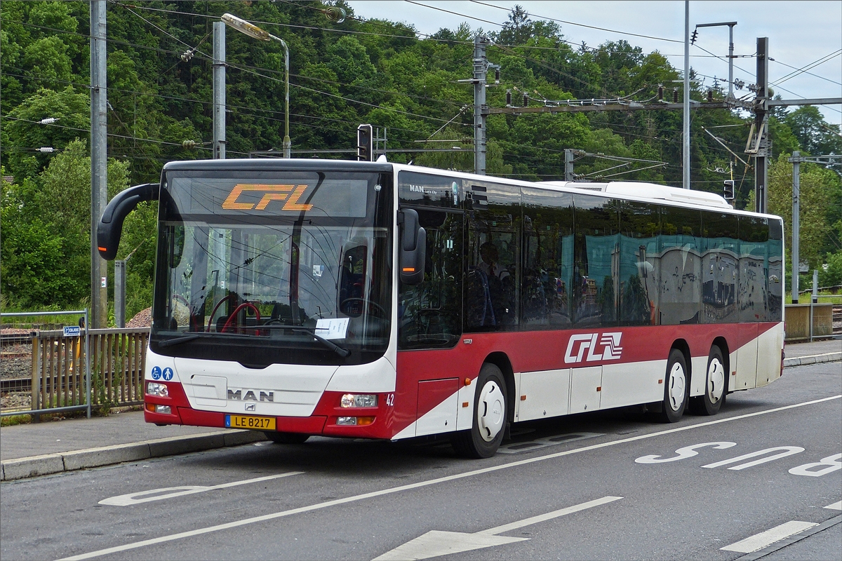 LE 8217 MAN Lion’s City der CFL aufgenommen am 08.06.2019 in Ettelbrück am Bahnhof.