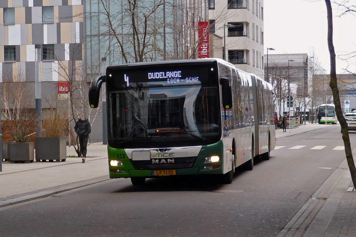 LP 7135, MAN Lion’s City vom Tice, nahe dem Belval Plaza aufgenommen. 21.04.2021