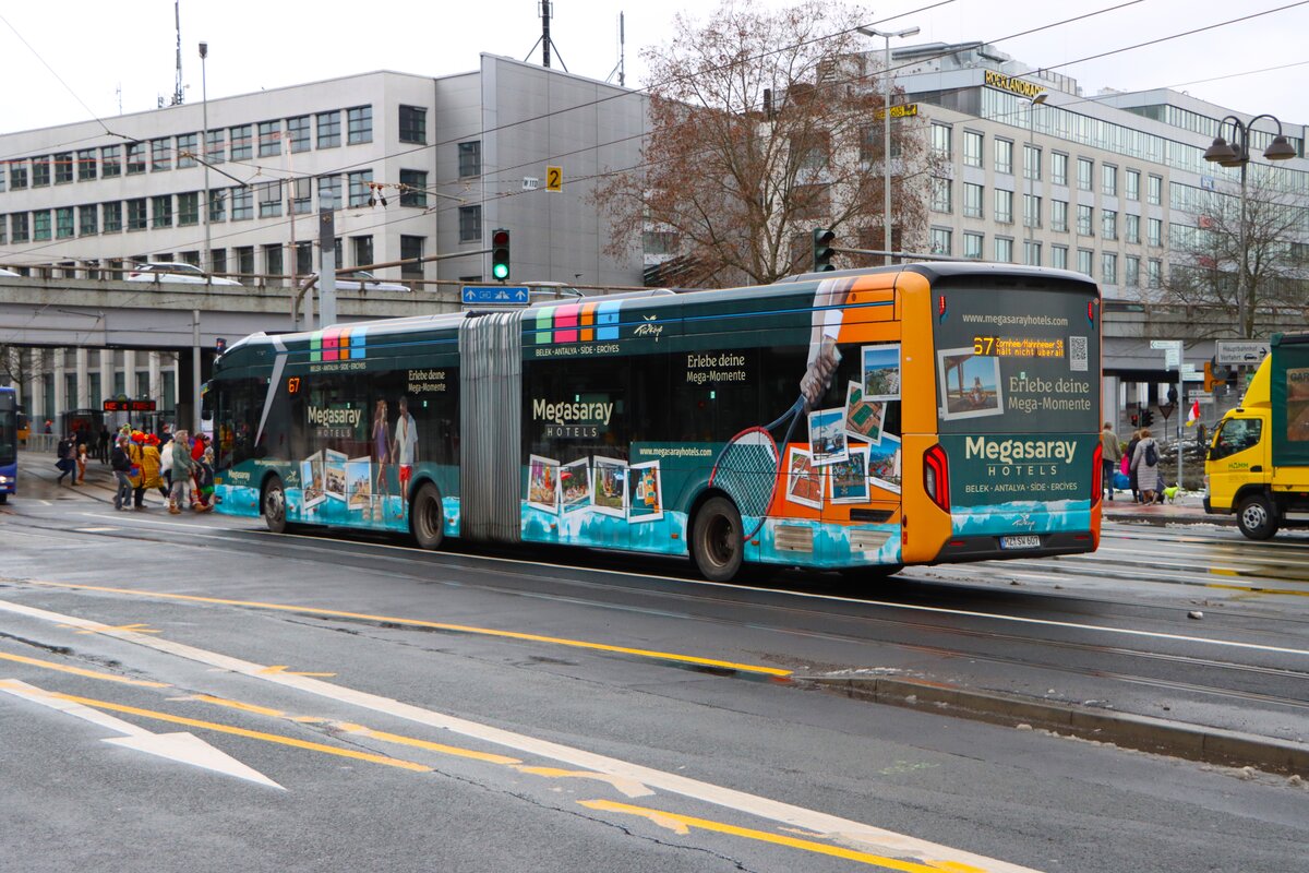 Mainzer Mobilität MAN eLions City Wagen 607 am 16.02.26 in Mainz Hauptbahnhof