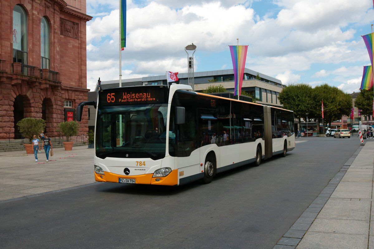 Mainzer Mobilität Mercedes Benz Citaro 2 G Wagen 784 am 10.08.21 am Höfchen