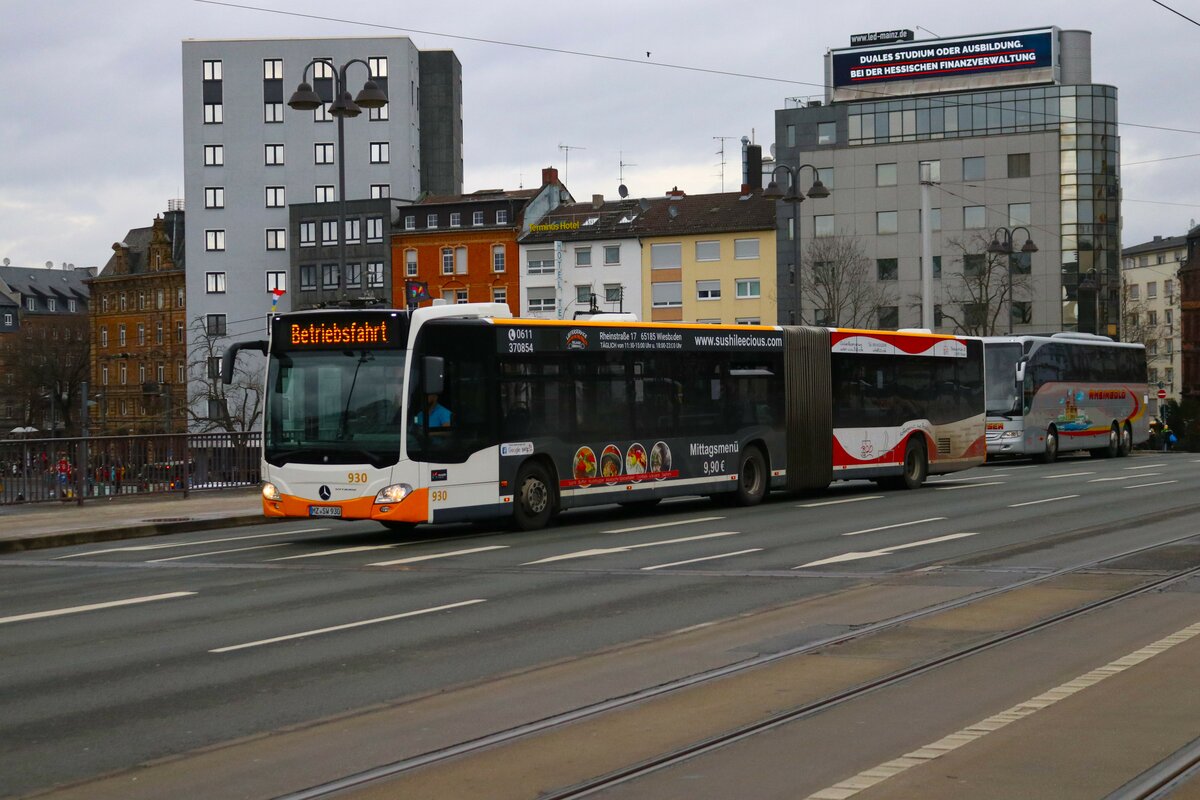 Mainzer Mobilität Mercedes Benz Citaro 2 G Wagen 930 am 12.02.24 in Mainz Hauptbahnhof