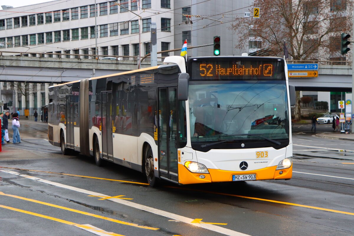 Mainzer Mobilität Mercedes Benz Citaro 2 G Wagen 903 am 16.02.26 in Mainz Hauptbahnhof