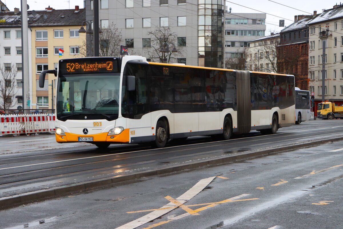Mainzer Mobilität Mercedes Benz Citaro 2 G Wagen 903 am 16.02.26 in Mainz Hauptbahnhof