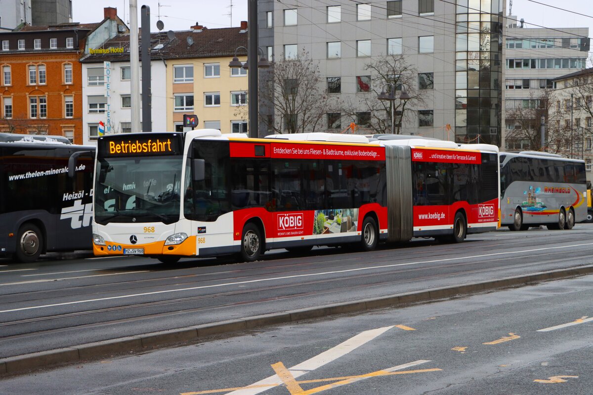 Mainzer Mobilität Mercedes Benz Citaro 2 G Wagen 968 am 16.02.26 in Mainz Hauptbahnhof