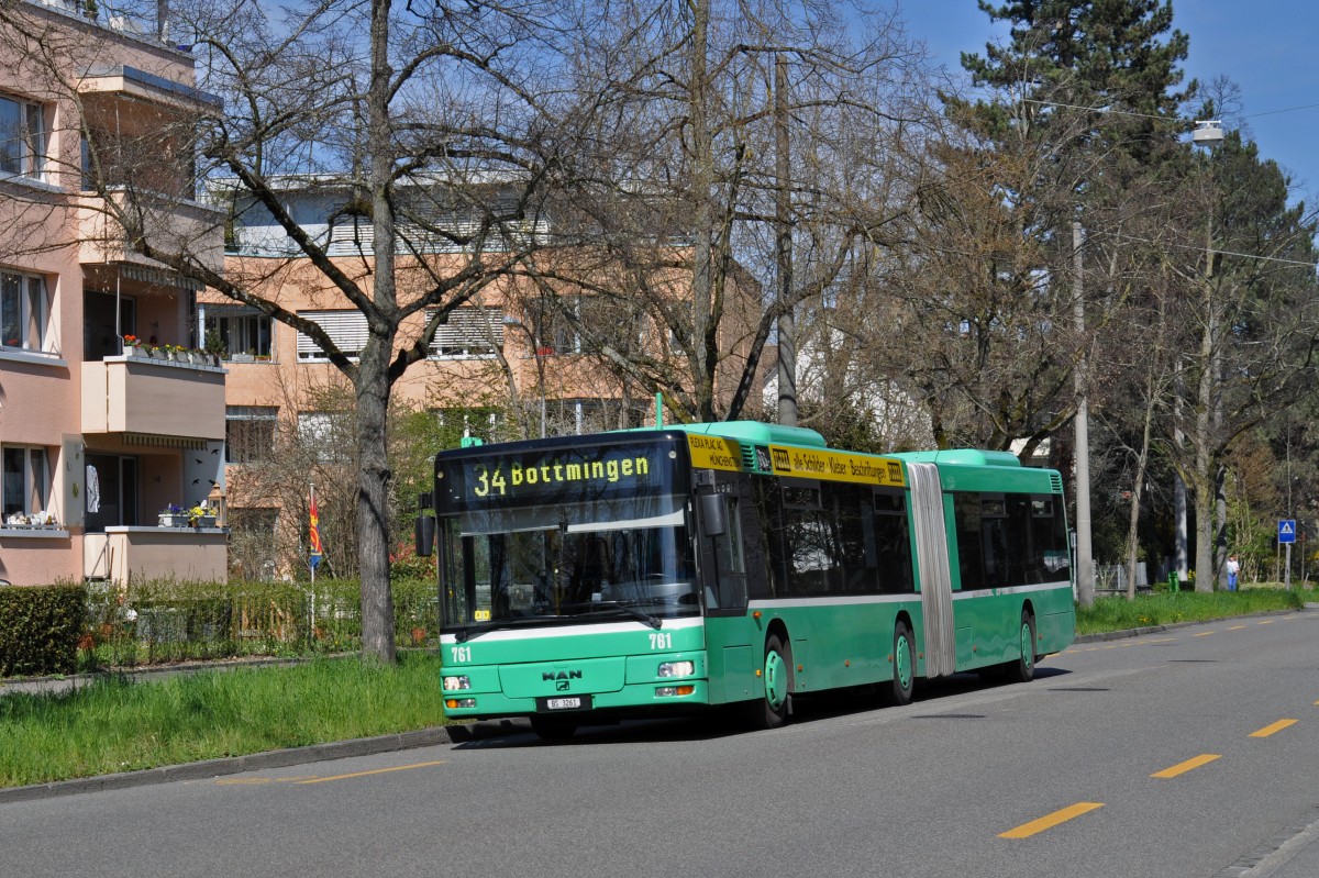 MAN Bus 761 auf der Linie 34 fährt zur Haltestelle Gotenstrasse. Die Aufnahme stammt vom 07.04.2015.
