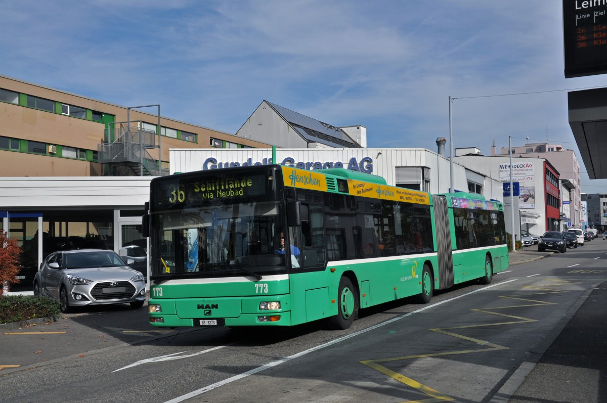 MAN Bus 773 auf der Linie 36 fährt zur Haltestelle Leimgrubenweg. Die Aufnahme stammt vom 14.10.2014.
