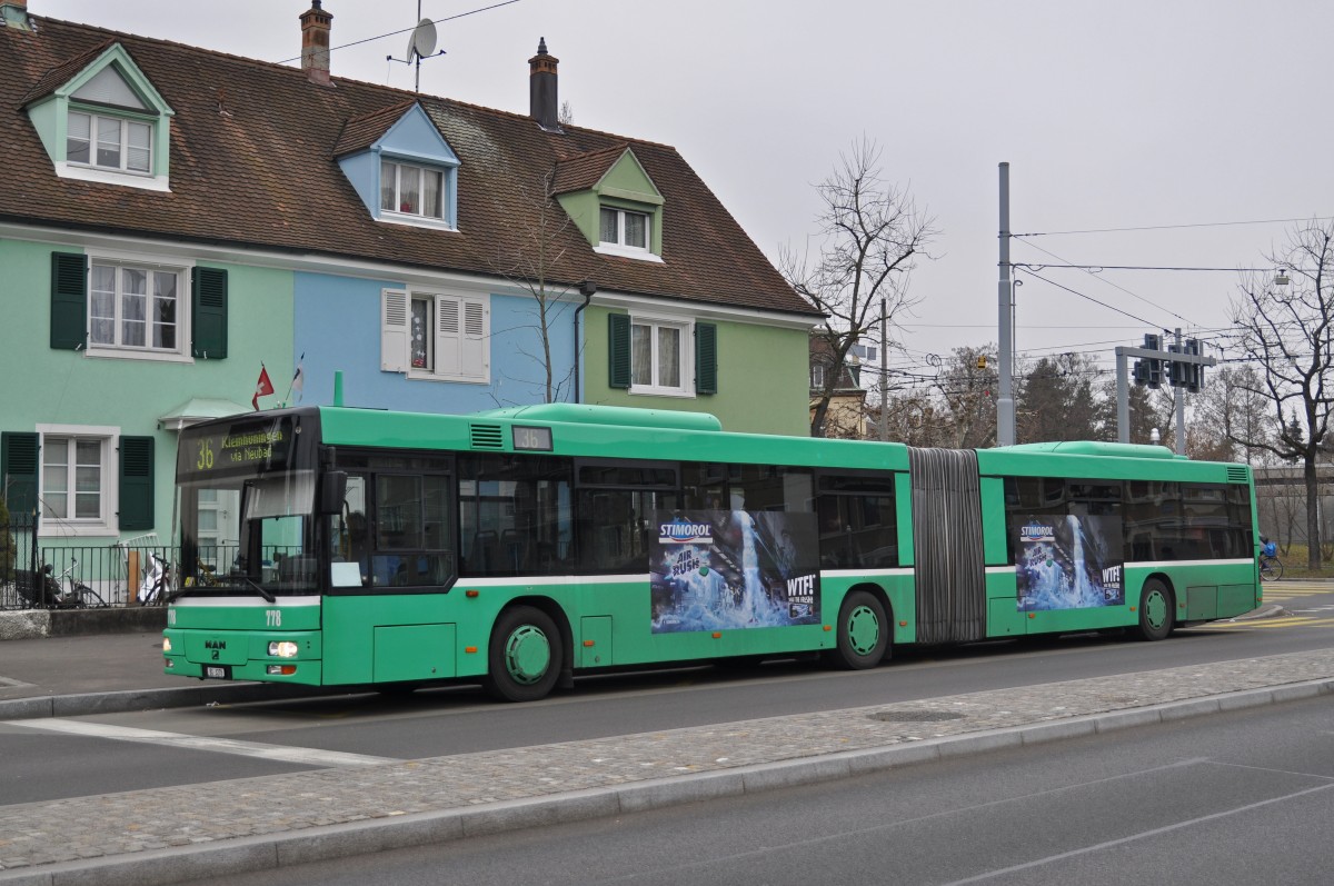 MAN Bus 778 auf der Linie 36 bedient die Haltestelle Morgartenring. Die Aufnahme stammt vom 15.02.2015.