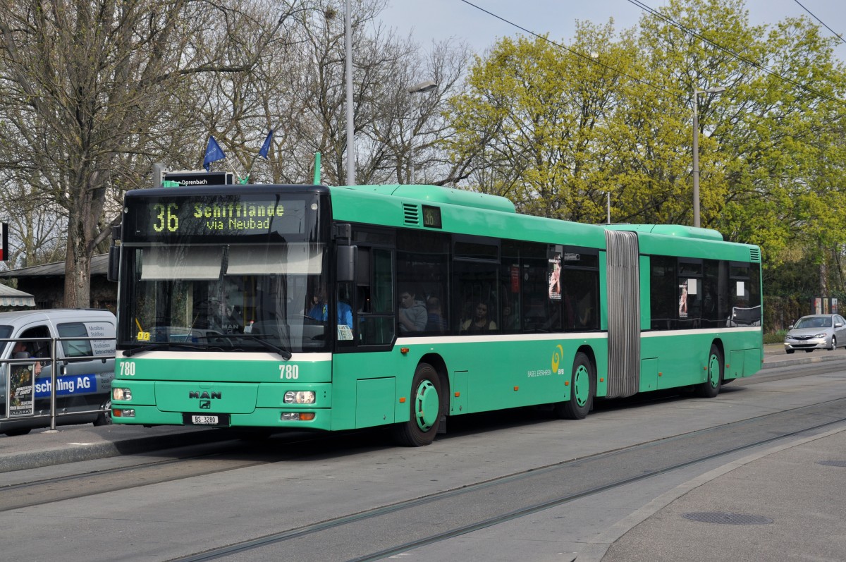 MAN Bus 780 auf der Linie 36 am ZOO Dorenbach. Die Aufnahme stammt vom 01.04.2014.