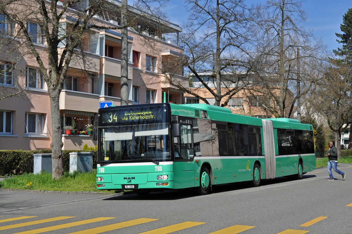 MAN Bus 780 auf der Linie 34 fährt zur Haltestelle Gotenstrasse. Die Aufnahme stammt vom 07.04.2015.
