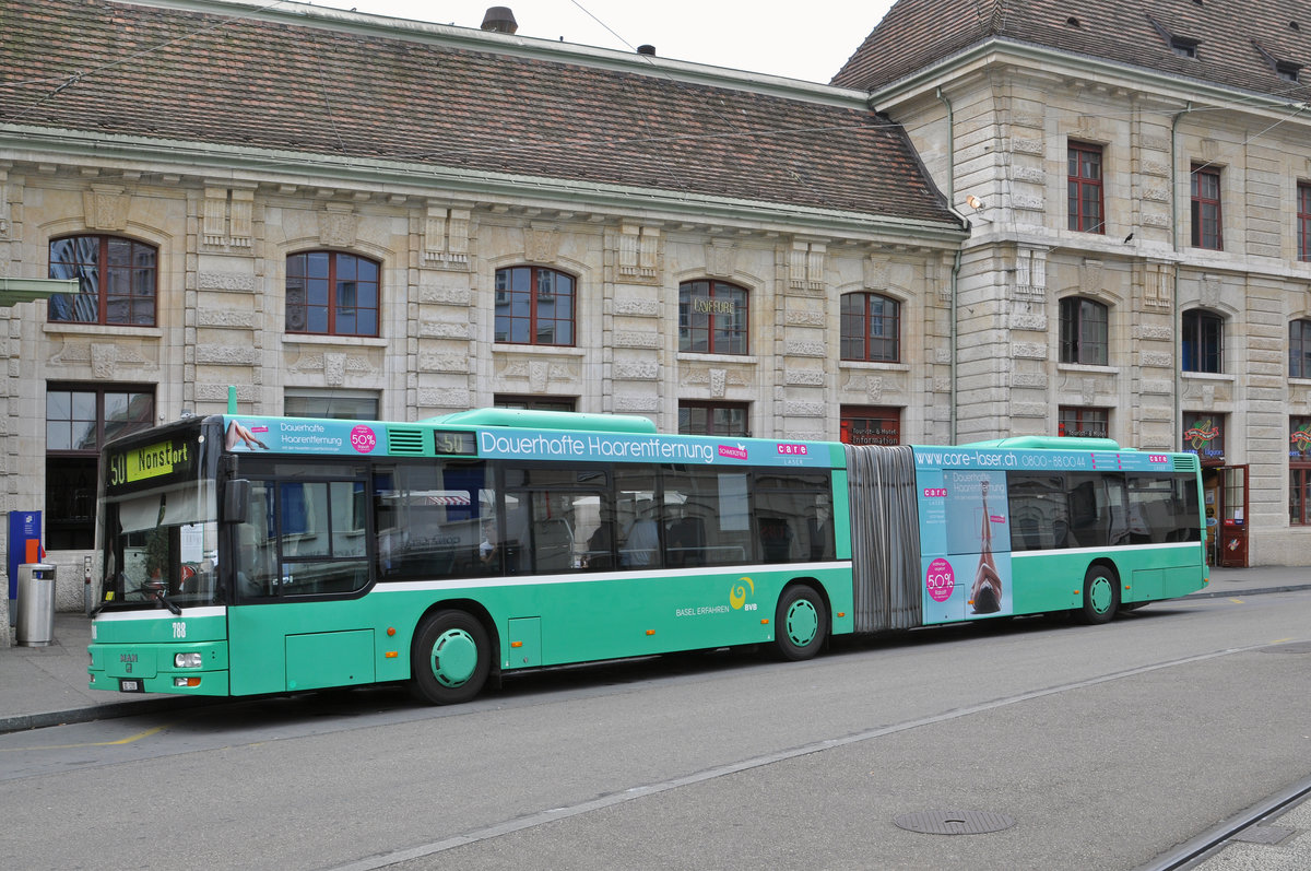 MAN Bus 788, auf der Linie 50, wartet an der Endstation beim Bahnhof SBB. Die Aufnahme stammt vom09.08.2015.