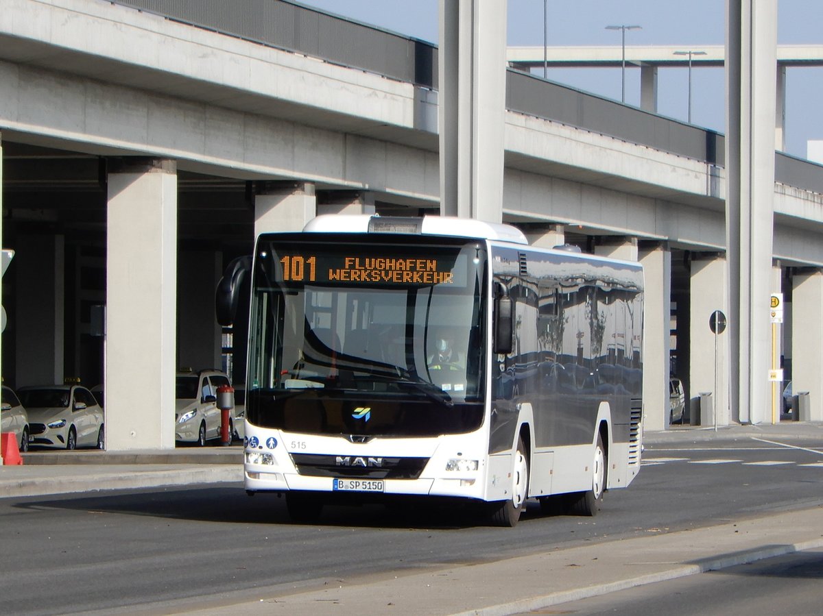 MAN Lion’s City LEÜ, Flughafen Werksverkehr, NTT Berlin GmbH, Flughafen Berlin-Brandenburg (BER) 25.Mär.2021