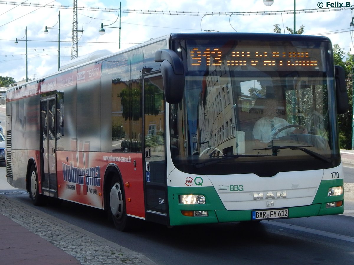 MAN Lion's City der Barnimer Busgesellschaft in Eberswalde am 09.06.2016