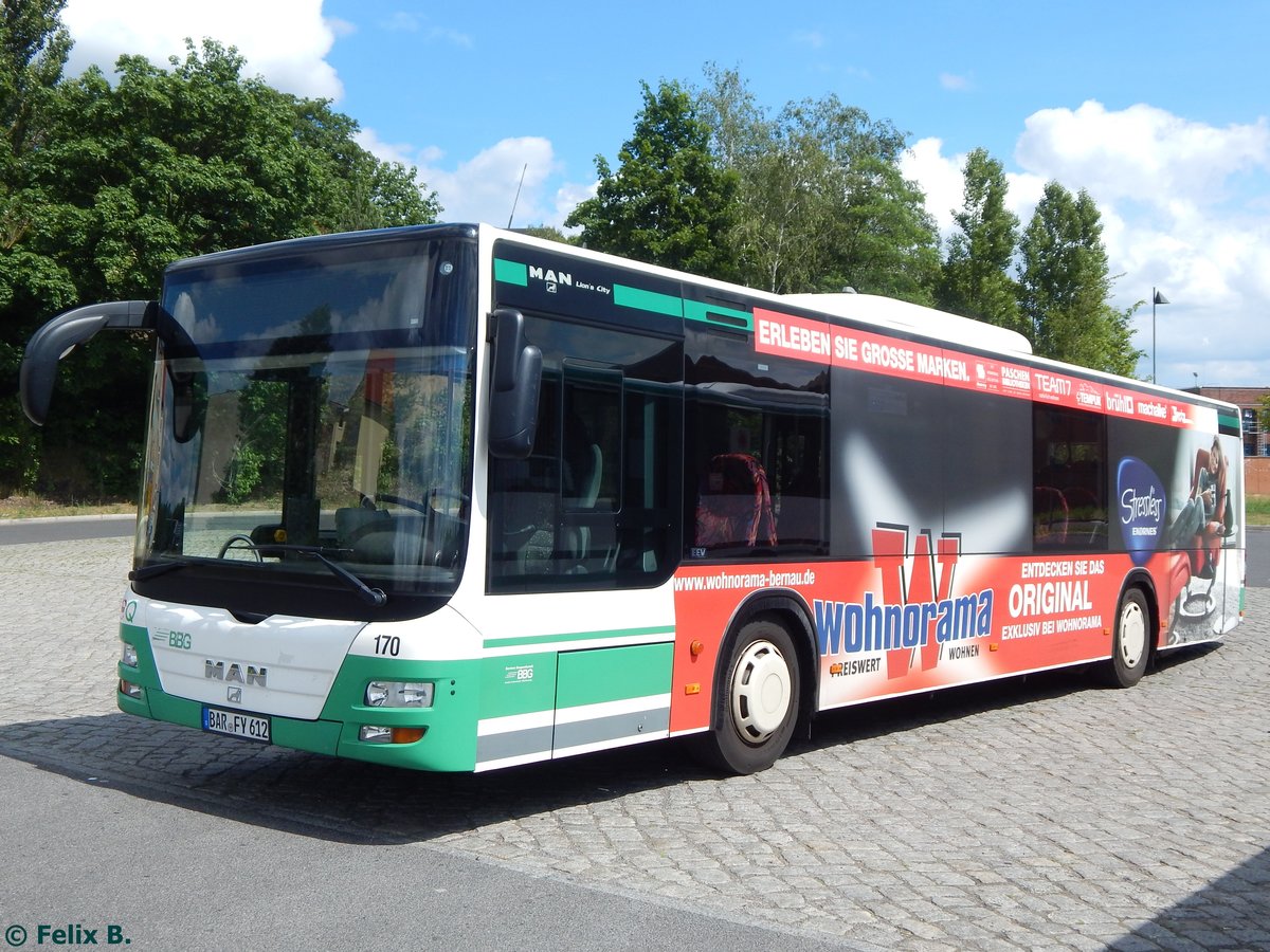 MAN Lion's City der Barnimer Busgesellschaft in Eberswalde am 09.06.2016