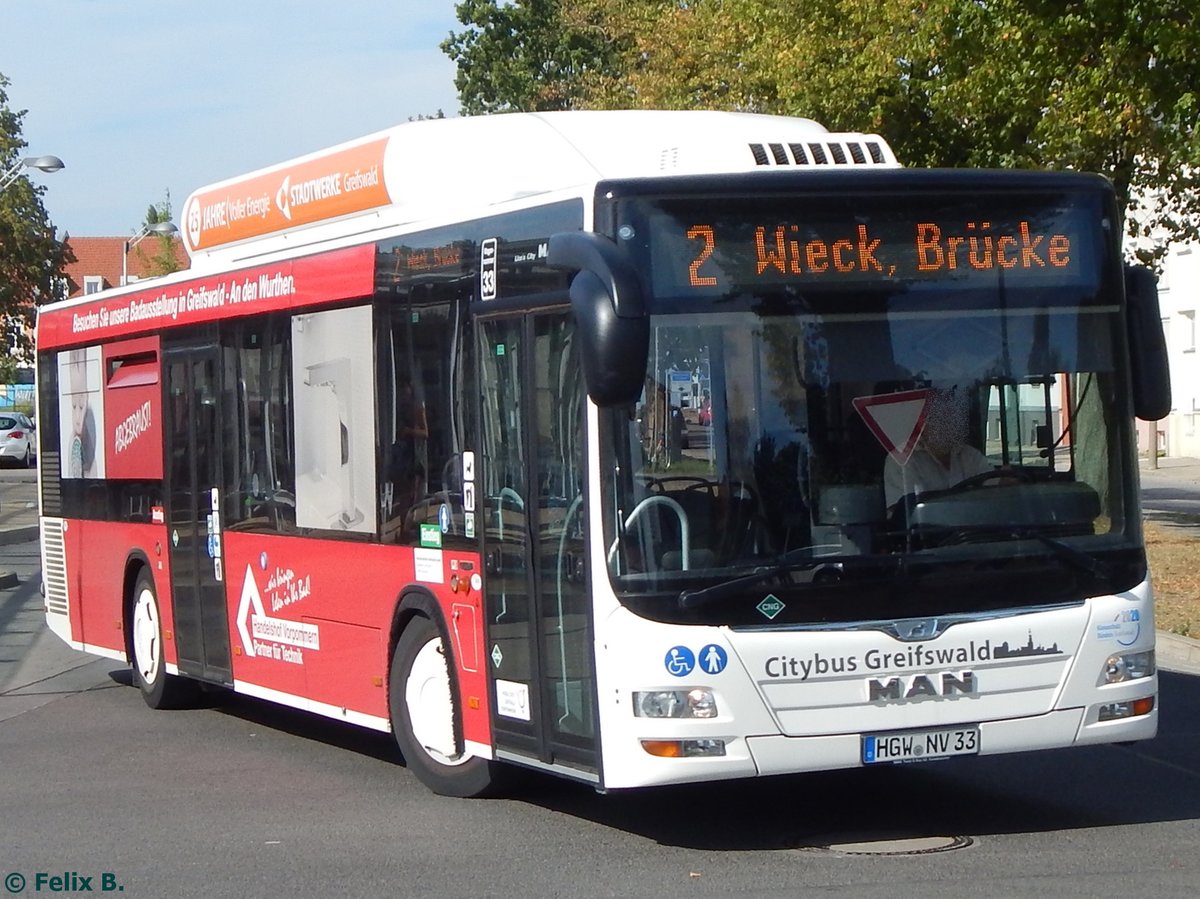 MAN Lion's City CNG der Stadtwerke Greifswald in Greifswald am 16.09.2016