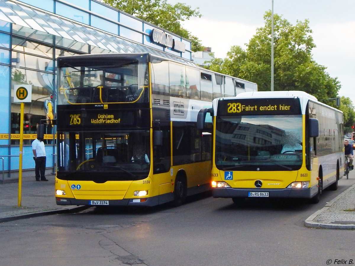 MAN Lion's City DD der BVG und Mercedes Citaro II von Der Südender/Hartmann aus Deutschland in Berlin am 09.06.2016