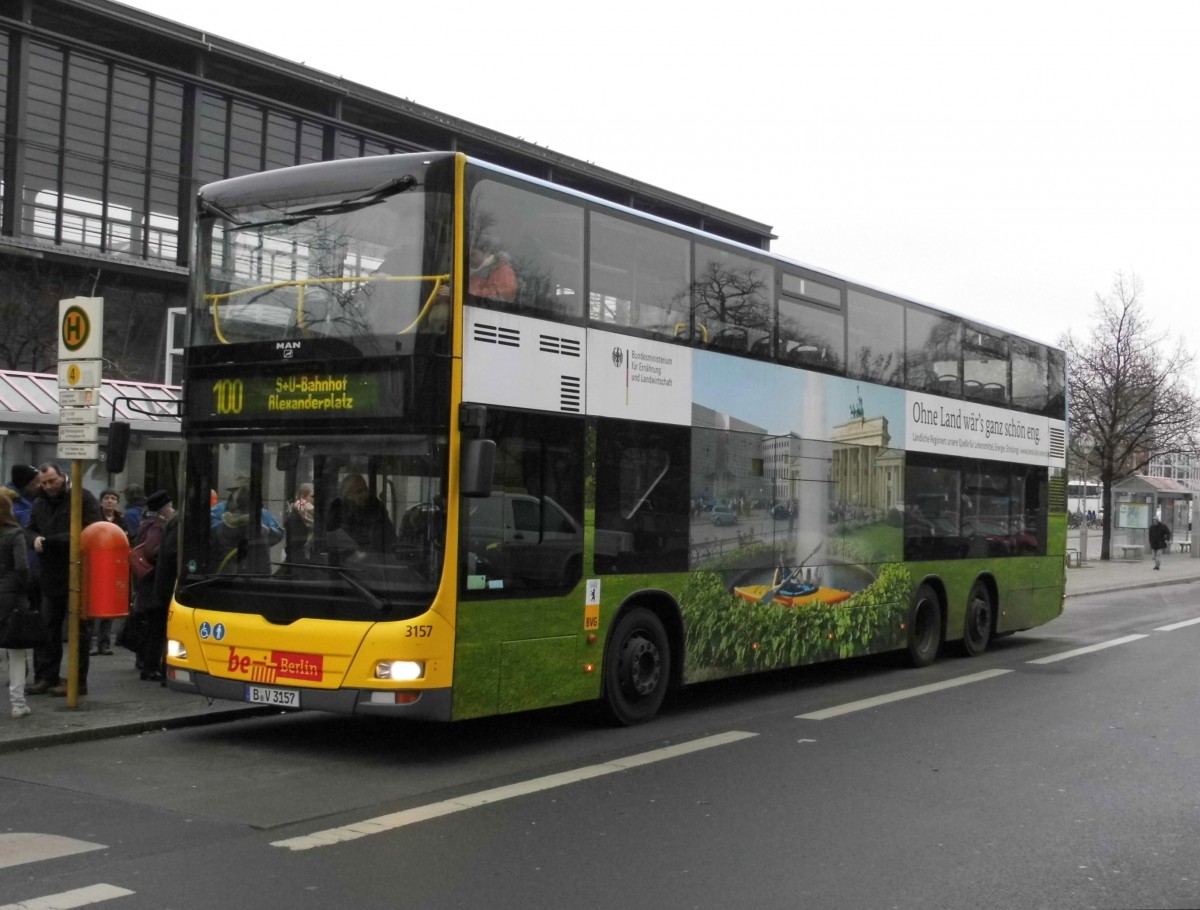 MAN Lions City DD Wg.3157 auf`m 100er am S+U Zoo, 24.1.15