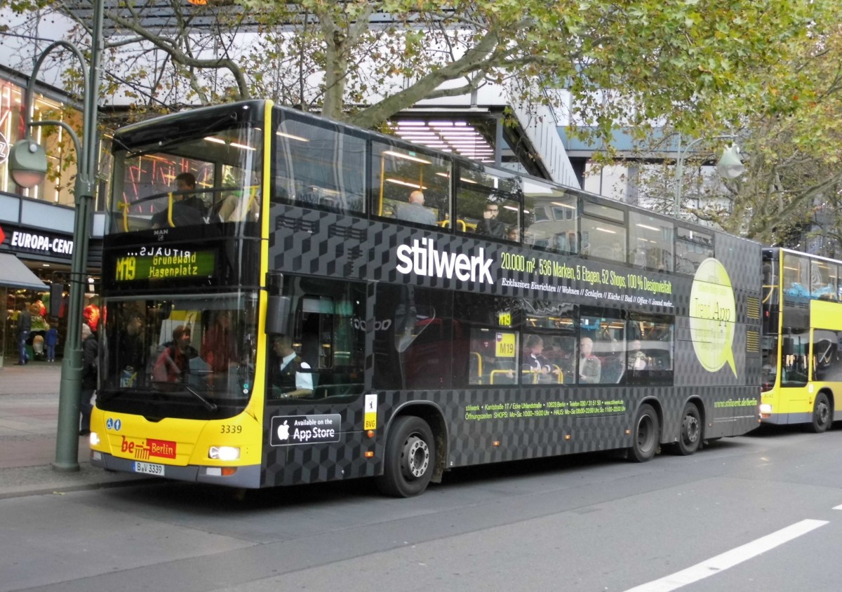 MAN Lions City DD Wg.3339 auf Linie M19 am Europa-Center, 21.10.14