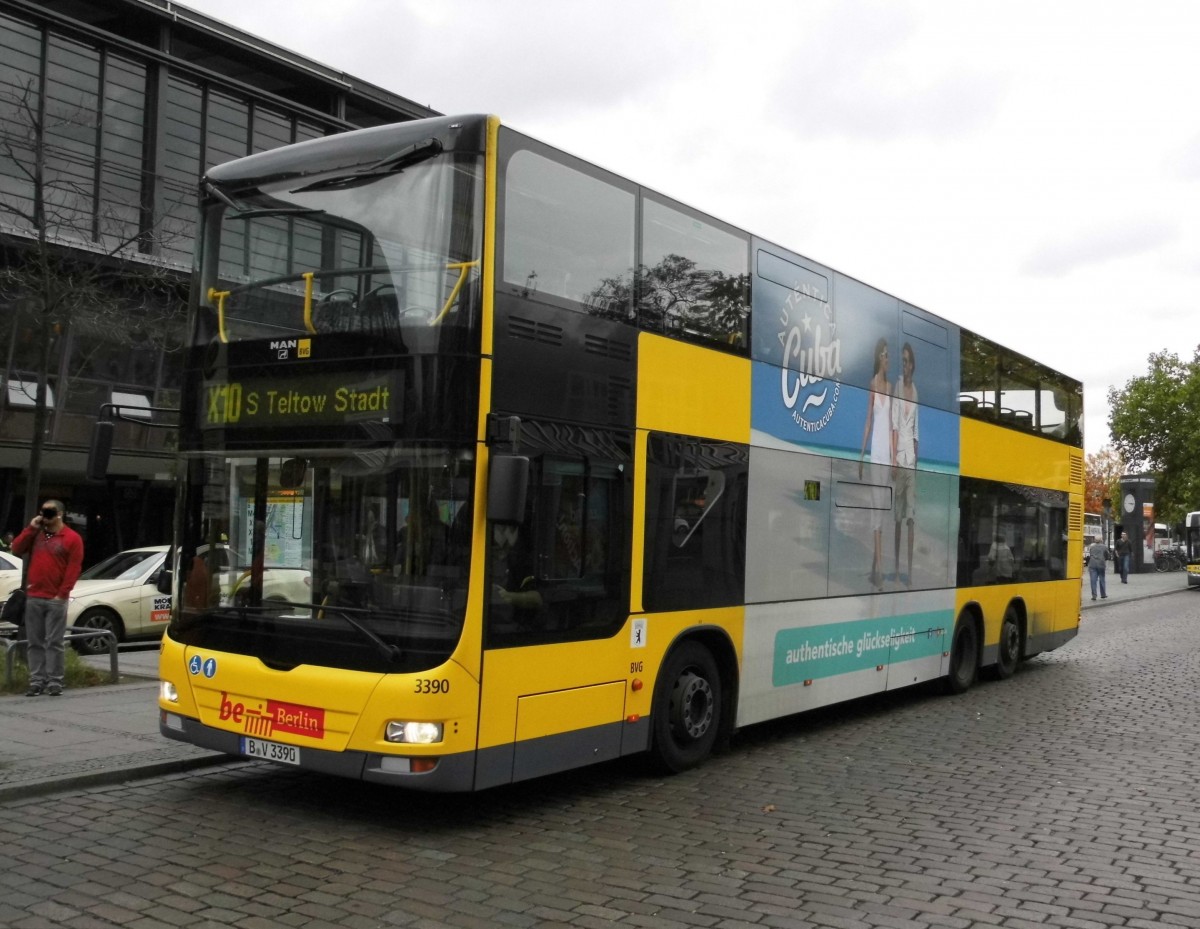 MAN Lions City DD Wg.3390 auf Linie X10 am S+U Zoo, 21.10.14