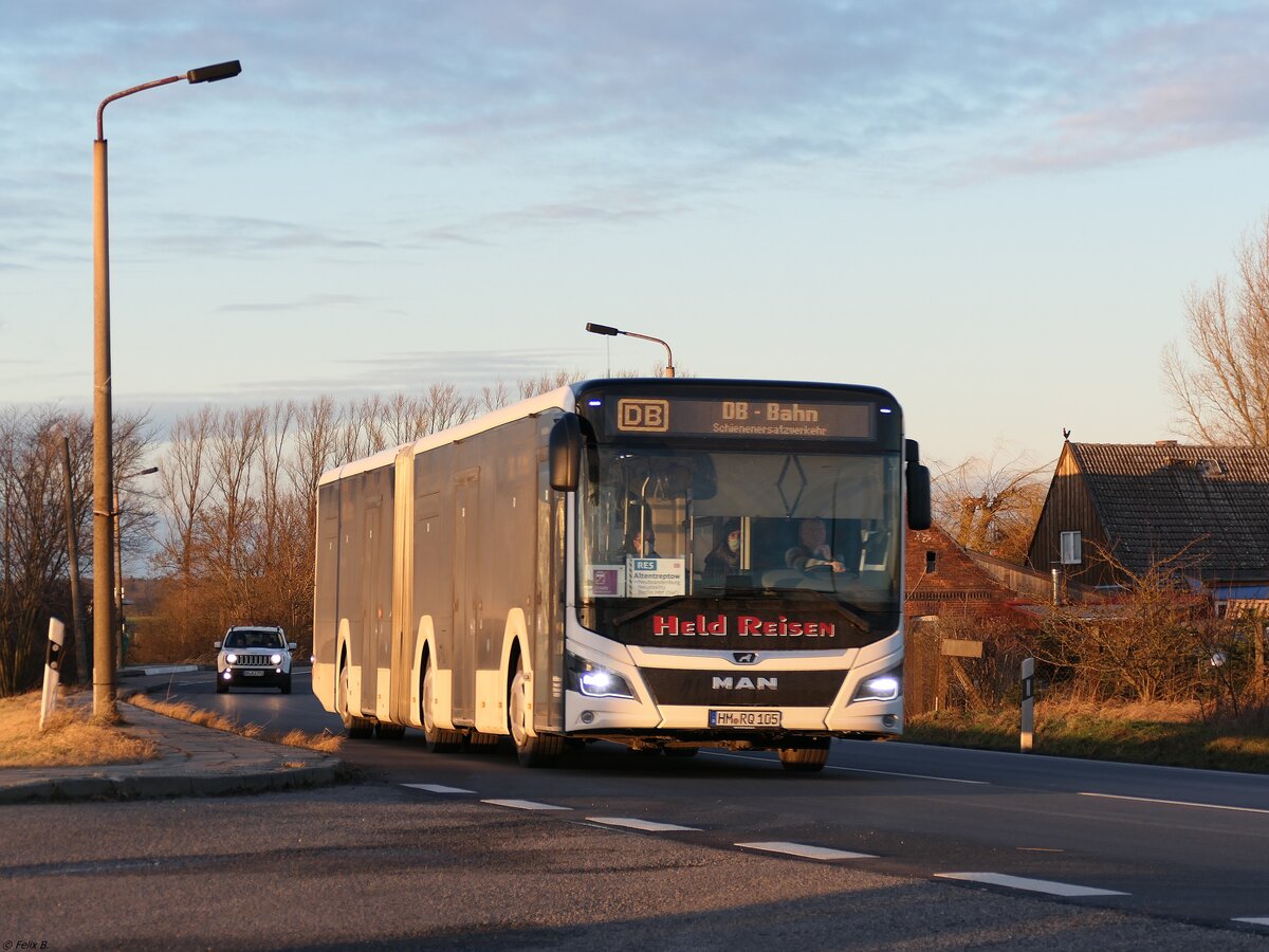 MAN Lion's City EfficientHybrid von Held-Reisen aus Deutschland in Klatzow am 21.01.2022
