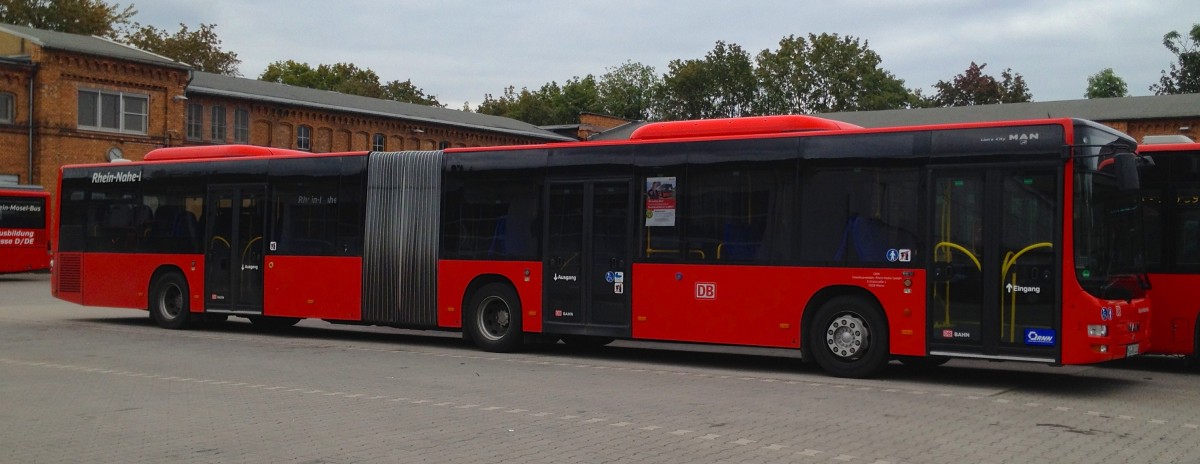 MAN Lions City G mit Überlandausstattung von der ORN. Aufgenommen am 15.09.2014 auf dem Betriebshof der ORN in Mainz.