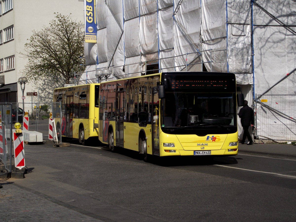 MAN Lions City Göppel Maxi Train auf der Linie 33 am 26.03.14 in Hanau