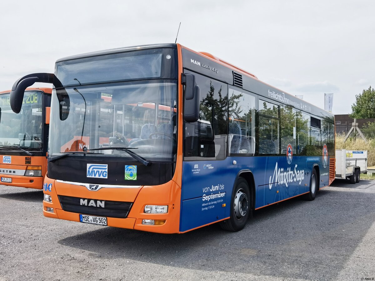 MAN Lion's City LE Ü mit Fahrradanhänger der MVVG in Röbel am 25.07.2022