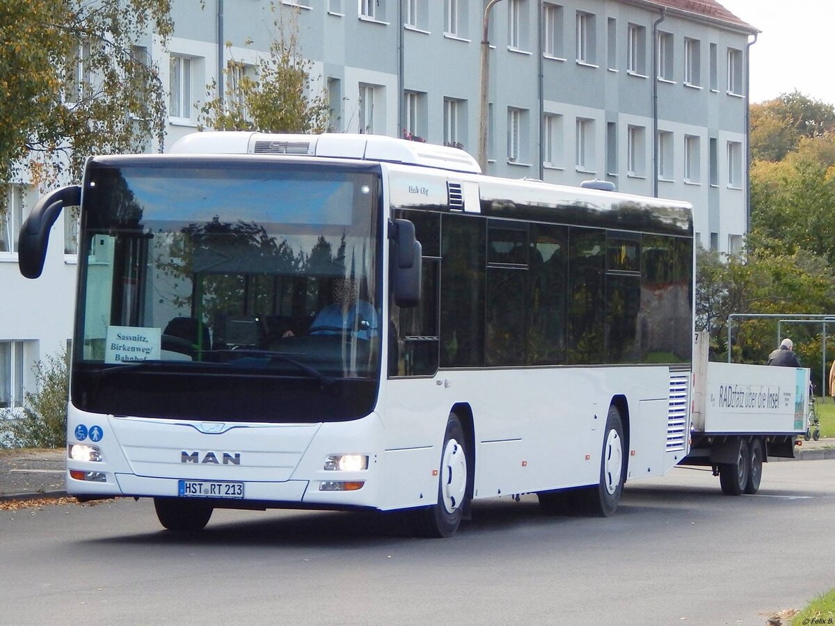 MAN Lion's City LE Ü vom Reiseienst Teske aus Deutschland mit Anhänger in Sassnitz am 03.10.2015