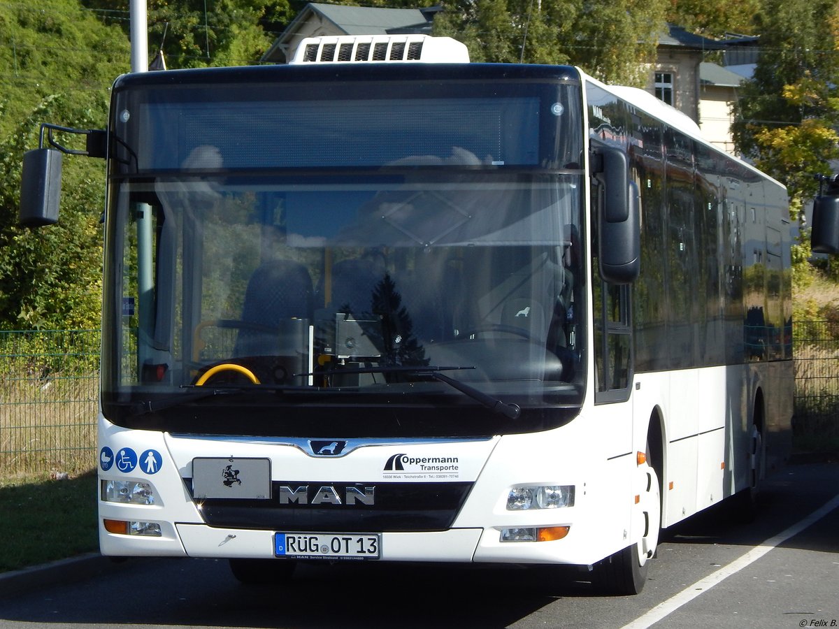 MAN Lion's City der Oppermann Transporte aus Deutschland in Sassnitz am 15.09.2018