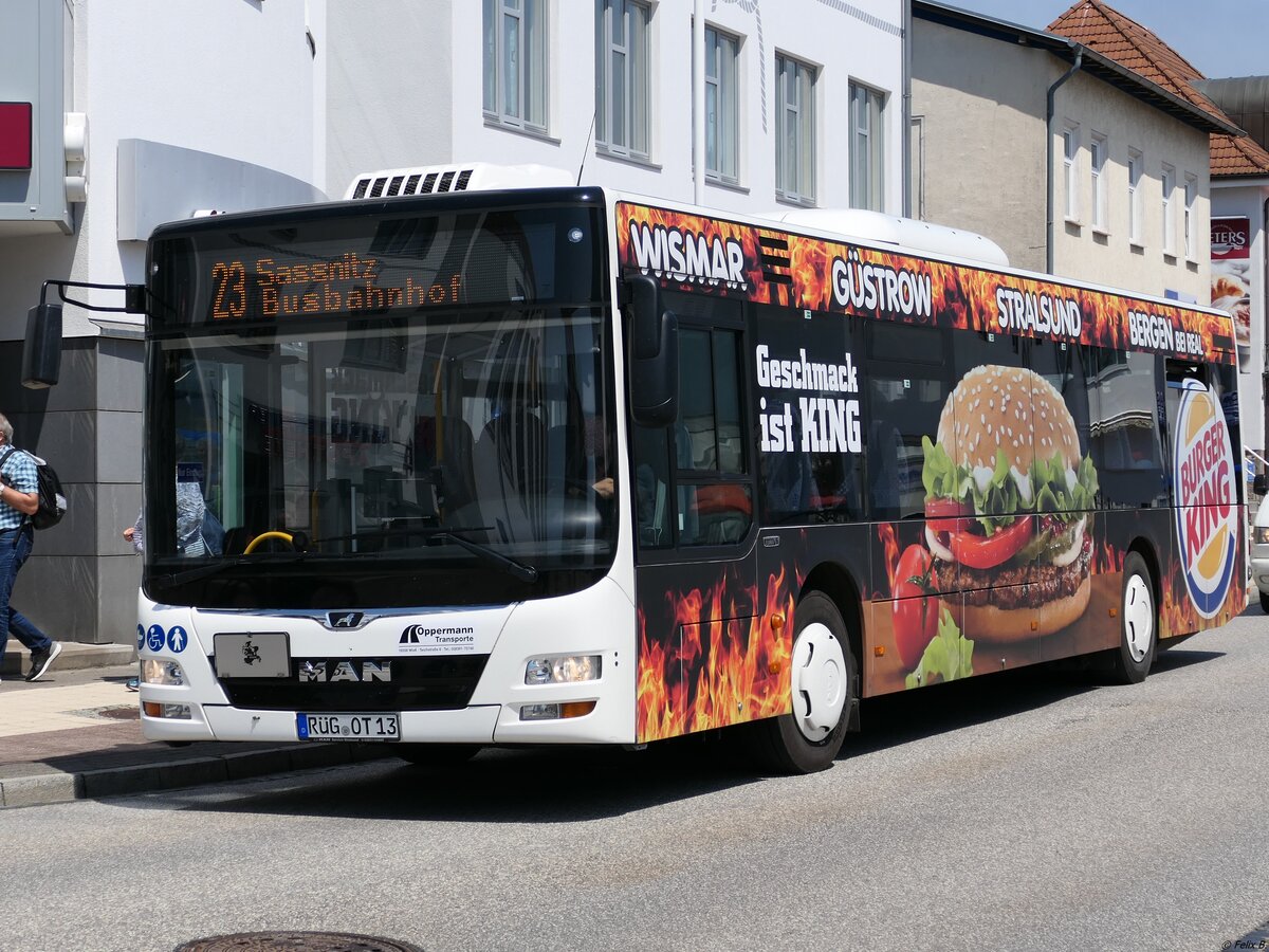 MAN Lion's City der Oppermann Transporte aus Deutschland in Sassnitz am 13.06.2020