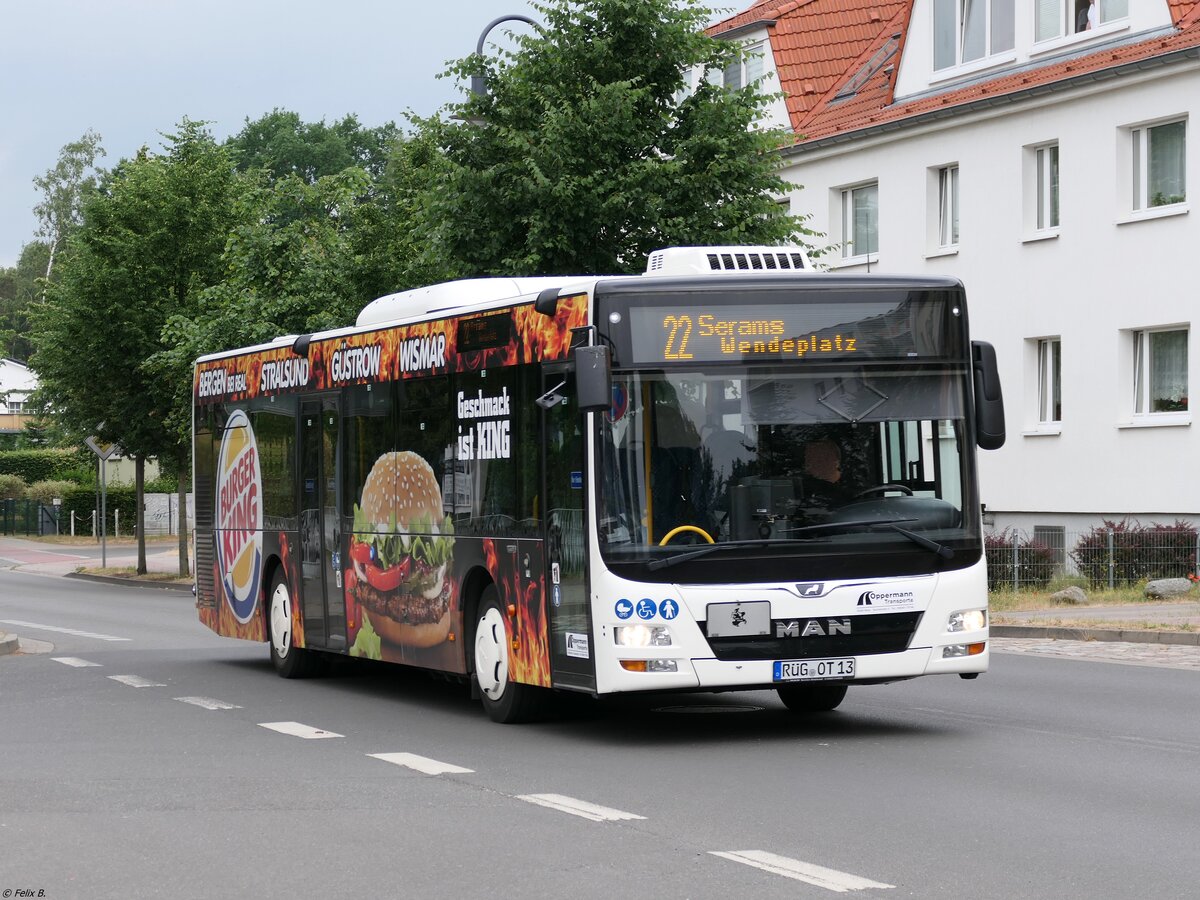 MAN Lion's City der Oppermann Transporte aus Deutschland in Binz am 27.06.2021