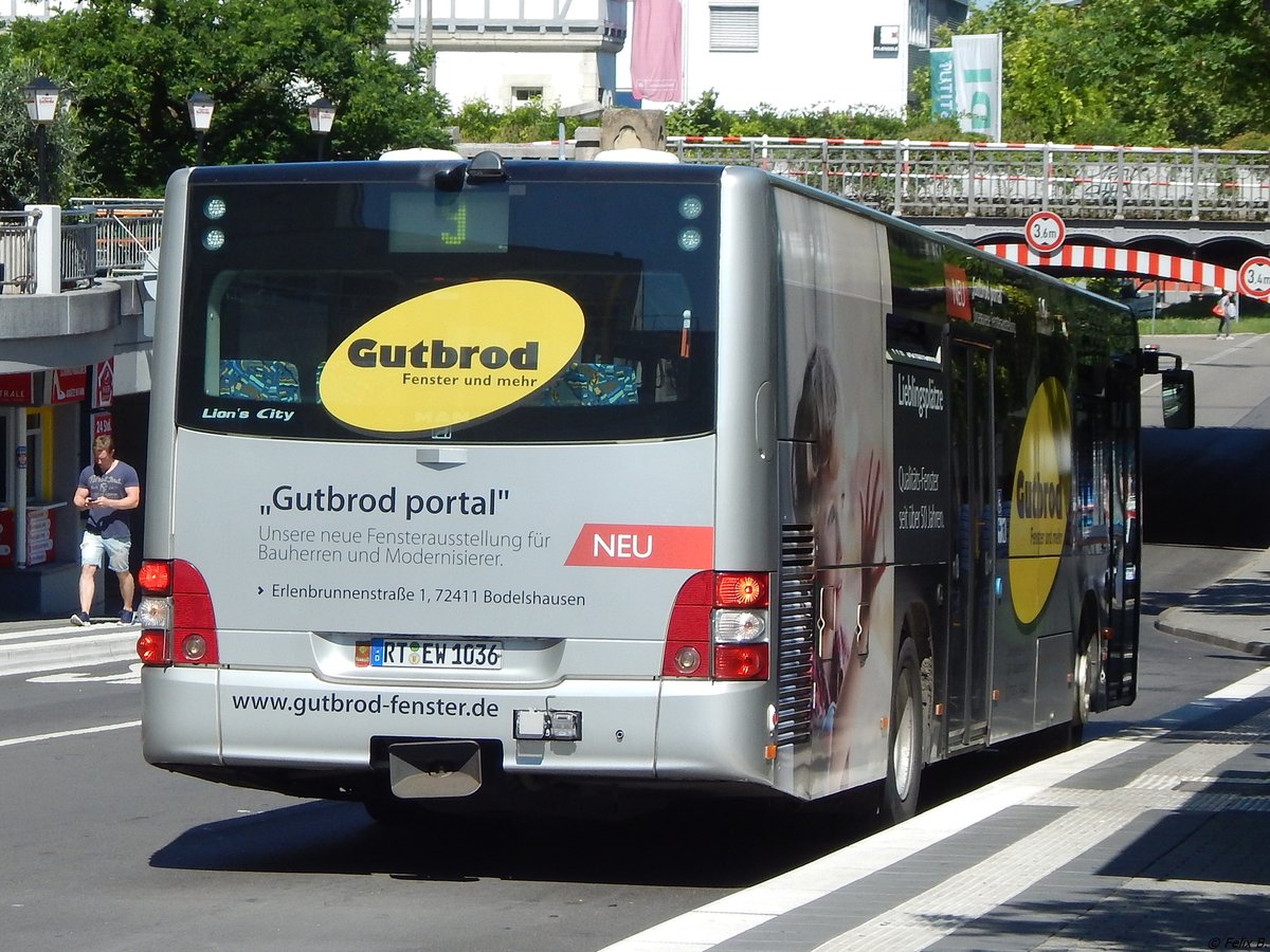 MAN Lion's City der Reutlinger Stadtverkehrsgesellschaft in Reutlingen am 20.06.2018