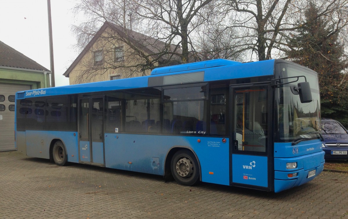 MAN Lion's City TÜ (SB-RV 265) von Saar-Pfalz-Bus, Baujahr 2006. Aufgenommen im Januar 2015 auf dem Abstellplatz in Martinshöhe.