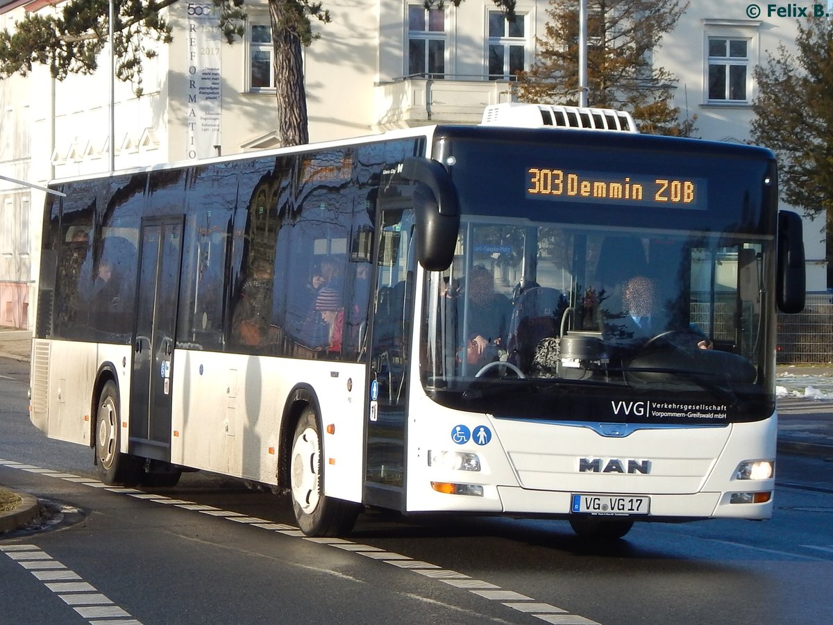 MAN Lion's City der VVG in Greifswald am 20.01.2017