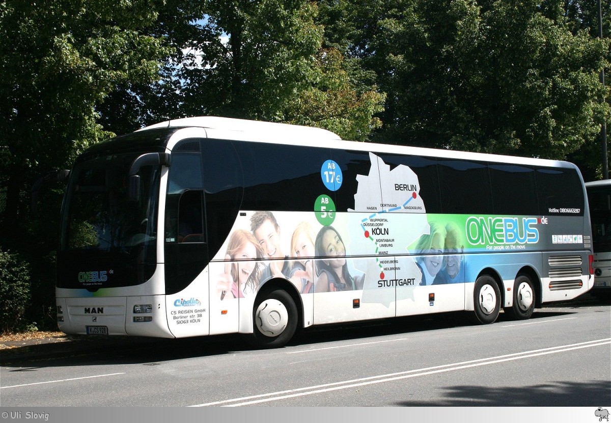 MAN Lion's Coach  One Bus / CS Reisen GmbH . Aufgenommen am 12. Juli 2014 auf den Busparkplatz für das Samba Festival in Coburg.