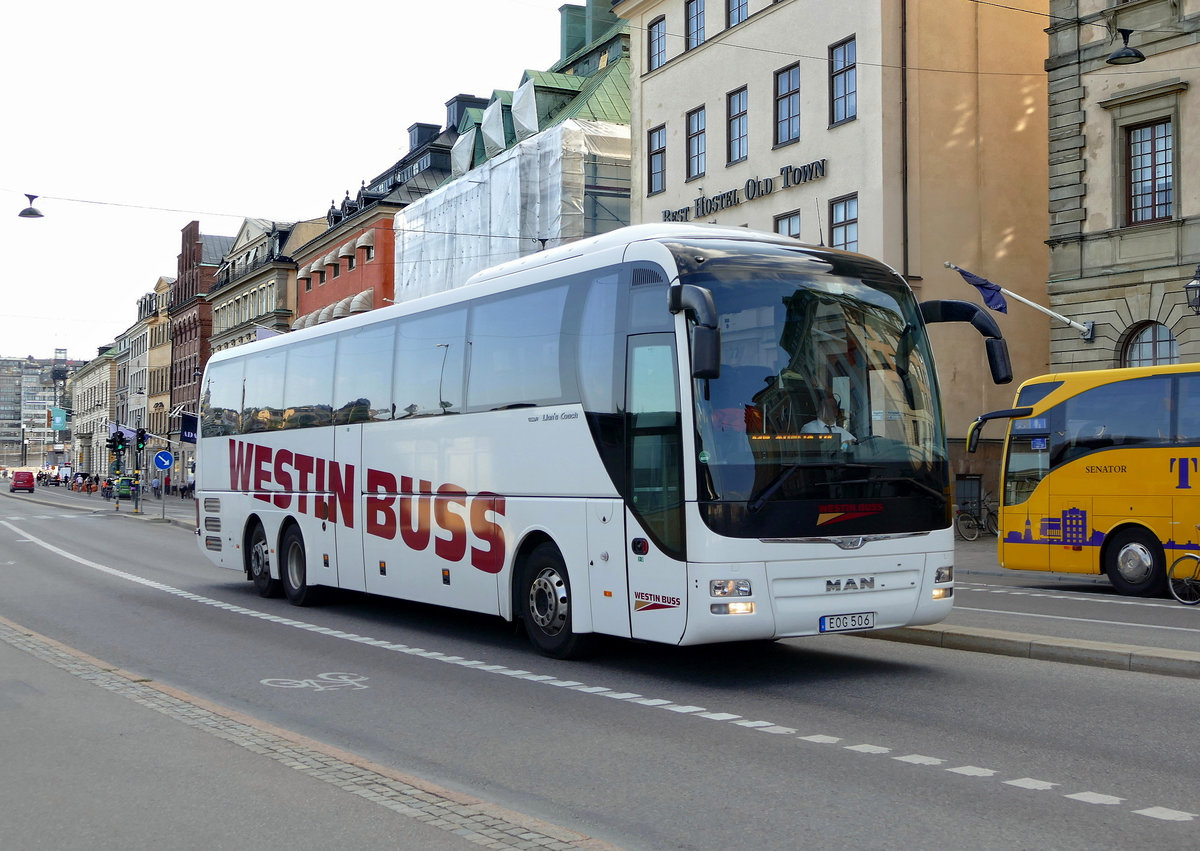 MAN Lion's Coach von 'Westin Buss', Stockholm im August 2017.