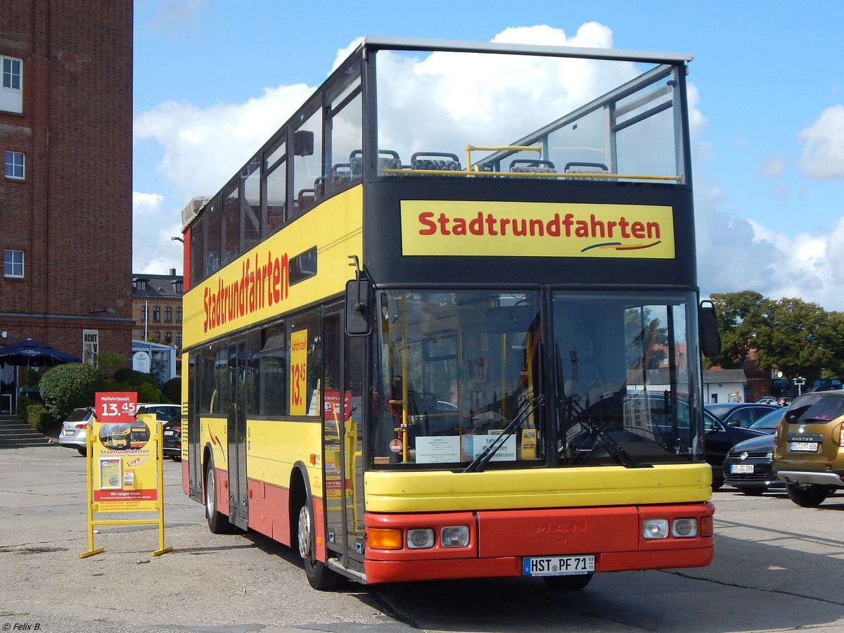 MAN ND 202 von Busunternehmen Manfred Scholz aus Deutschland in Stralsund am 26.08.2018