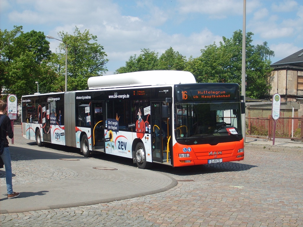 MAN NG 313 Lion´s City G CNG - Z SV 12 - Wagen 12 - in Zwickau, an der Zentralhaltestelle - am 18-Mai-2015