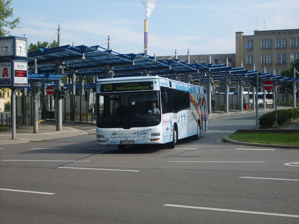 MAN NÜ 313 Lion´s City Ü (A 20) - ERZ VB 69 - Wagen 32-8817 - in Chemnitz, Omnibusbahnhof (Georgstraße) - am 25-Juni-2015