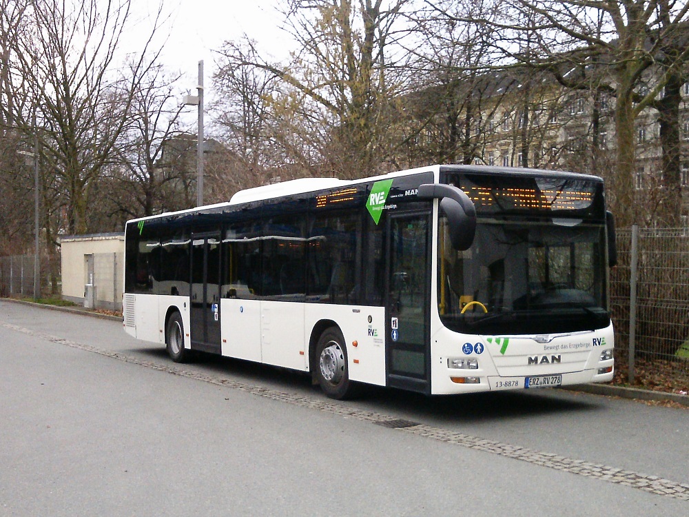 MAN NÜ 320 Lion´s City Ü - ERZ RV 278 - Wagen 13-8878 - in Chemnitz, Omnibusbahnhof - am 10-Februar-2016