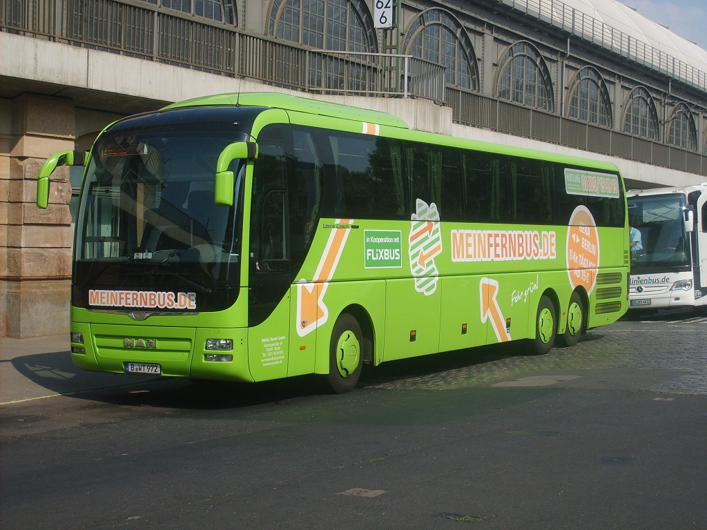 MAN RHC 444 Lion´s Coach L - B WT 972 - in Dresden, Bayrische Straße (am Hbf) - am 11-August-2015 --> Fahrzeug gehört: Busservice Wörlitz GmbH, Berlin