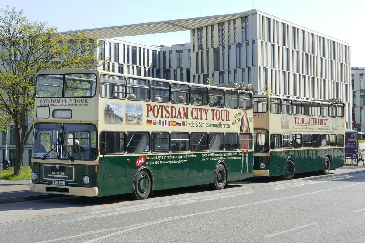 MAN SD 200 von Potsdam City Tour und Tour Alter Fritz, Potsdam im Mai 2023.
